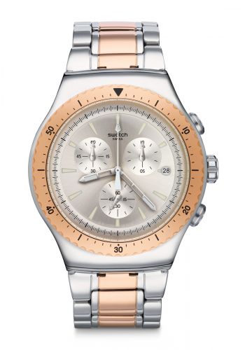 ساعة رجالية ذهبية وفضية اللون من سواج Swatch YOS452G Men's Watch