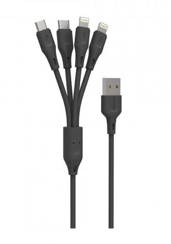 Porodo PD-41LLCM-BK 4in1 Durable Fast Charging And Data Lightening To Type-C USB Cable  1.2m - Black كابل من بورودو