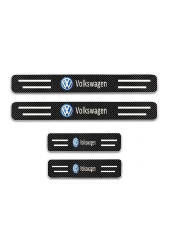 دواسة ترحيب لعتبة باب غطاء السيارة بطبعة فولغسواغن Volksswagen 4pcs car carbon fiber door sill strip