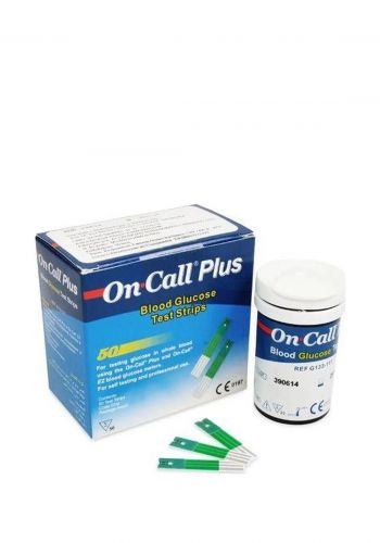 شريط قياس السكر بالدم 50  شريط من اون كول بلاس On Call Plus Glucose 50 Test Strips