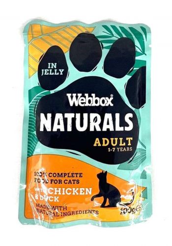 طعام رطب بنكهة الدجاج والبط للقطط البالغة 100 غم من ويبوكس  Webbox Naturals wet Cat Food