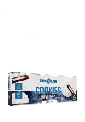 بسكويت البروتين بنكهة الشوكولاتة البيضاء 8 قطع 128 غرام  من يافا لابس Yava Labs protein Cookies