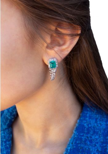 حلق نسائي فضة عيار 925 مرصع بحجر الزاركون Silver Women's Earring