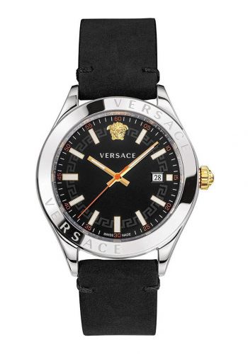 ساعة رجالية 42 ملم بسوار جلد من فيرساتشي Versace VEVK00120 Hellenyium Mens Watch