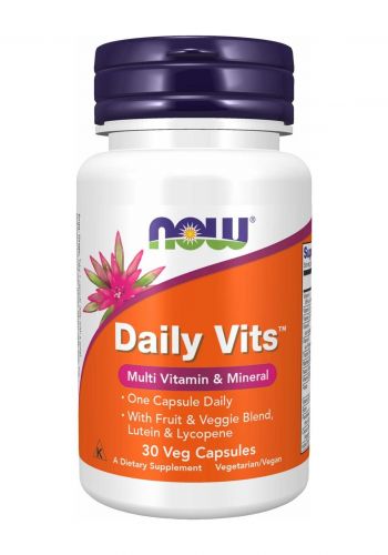 مكمل غذائي يومي مع مزيج الفواكه والخضروات واللوتين والليكوبين 30 كبسولة نباتية من ناو Now Daily Vits Multi Vitamin & Mineral Capsules