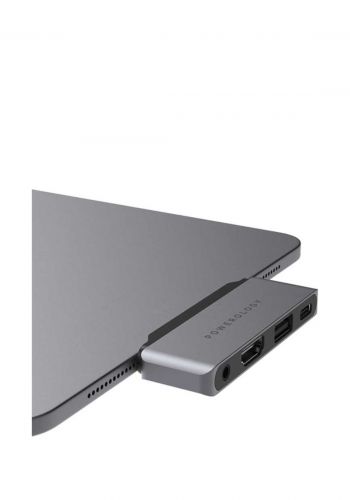 موزع تايب سي متعدد المنافذ 60 واط  Powerology 4 in 1 USB-C Hub with HDMI, USB, and AUX Port