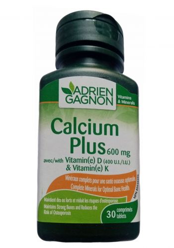 مكمل الكالسيوم الغذائي 30 قرص من أدريان غانيون Adrien Gagnon Calcium plus Dietary Supplement