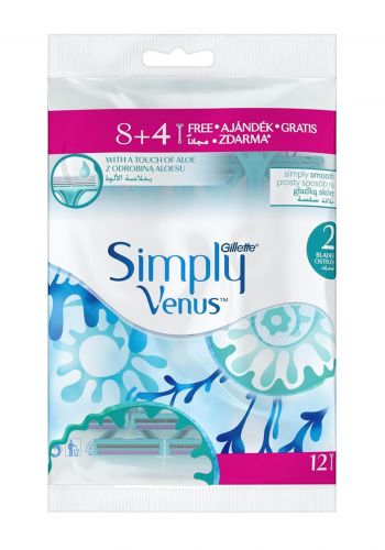 شفرات حلاقة نسائية ثنائية الشفرة من جيليت- 12 قطعة Gillette Simply Venus
