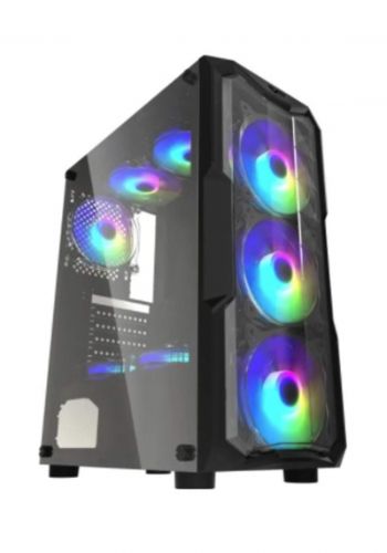 Aigo Aquarius Mid Tower Gaming PC Case - Black  كيس حاسبة