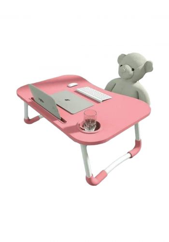 laptop Table Of Wood - Pink  طاولة لابتوب