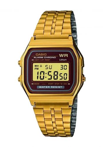 Casio A159WGEA 5DF  Men's 33mm Gold Stainless Steel Watch ساعة رقمية رجالية