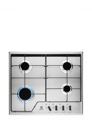 طباخ غازي 60 سم ستانلس ستيل مطلي بالمينا تصميم نحيف من الكترولكس Electrolux KGS6424X 60cm Slim Profile Stainess Steel Enamel Gas Hob