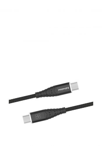 Promate 1-Meter cCord-2C Fabric Braided USB Type-C Cable - black كابل من بروميت
