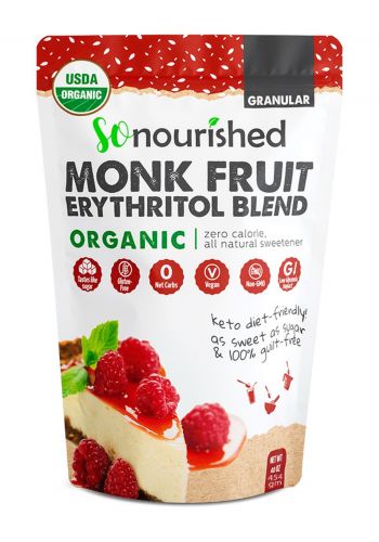 محلى السكر مونك فروت 454 غم من سو نورشد So Nourished Monk Fruit Sweetener Erythritol Granular 