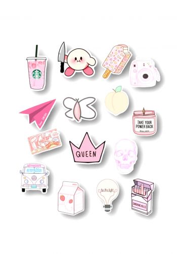 مجموعة ملصقات باللون الوردي pink stickers collection
