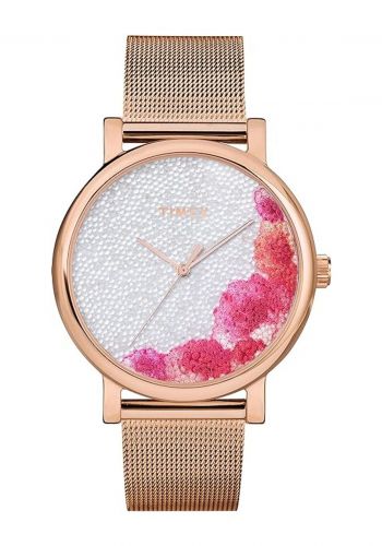 ساعة نسائية باللون الذهبي الوردي من تايمكس TIMEX TW2U18700 Analog White Dial Women's Watch
