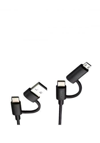 Mili HX-L41 4-In-1 Charging Cable - Black كيبل شحن للموبايل متعدد المنافذ 1 متر من ميلي