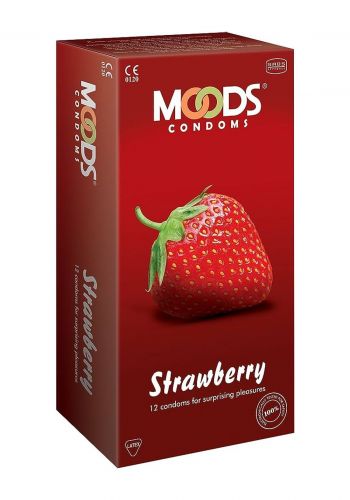 واقي ذكري بنكهة الفراولة 12 قطعة من مودس Moods Condoms Strawberry Flavoured