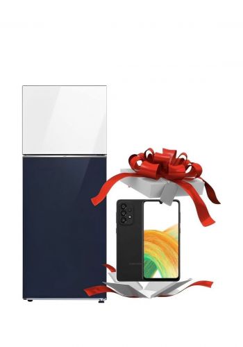ثلاجة بابين 460 لتر مع هدية جهاز كالاكسي A33 من سامسونج Samsung RT47CB66428AIQ Bespoke Top Mount Freezer Refrigerator with Galaxy A33 128GB - 8GB