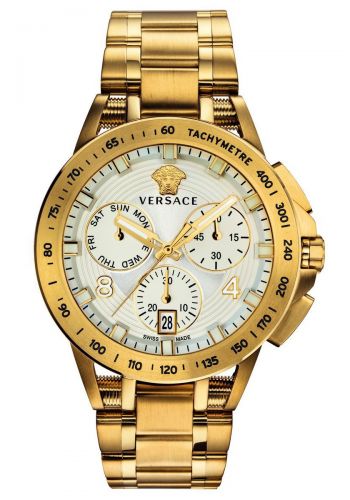 ساعة رجالية 45 ملم بسوار ستانلس ستيل ذهبي اللون من فيرساتشي Versace VERB00518 Sport Tech Mens Watch