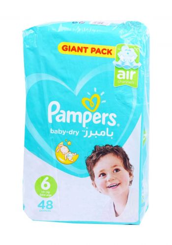 Pampers +13 Kg 48 Pcs حفاضات  بامبرز للاطفال عادي رقم 6
