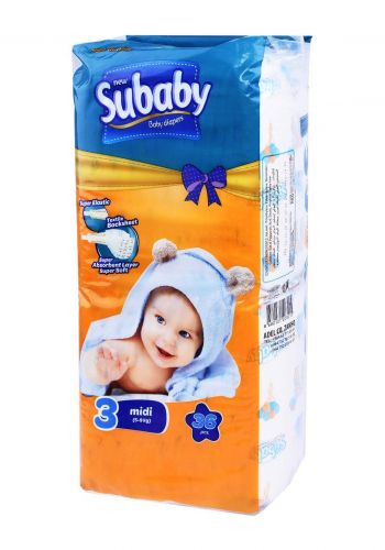 Subaaby 5-9 kg 36 Pcs حفاضات سو بيبي للاطفال رقم 3 عادي