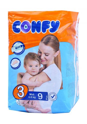 Confy 4-9 Kg 9 Pcs حفاضات  كونفي للاطفال عادي رقم 3