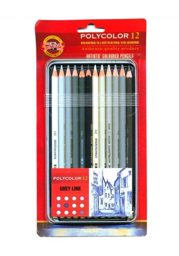 Koh-I-Noor Polycolor 12 Artists Coloured Pencils 3822 ألوان باستيل خشبية  12 لون