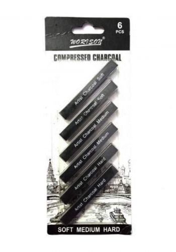 Charcoal Set 6 Pieces Black Color For Drawing سيت فحم للرسم 6 قطع اسود اللون