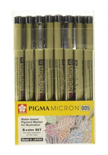 Sakura Pigma Micron - 8 Colour Set - Nib Size .005 سيت أقلام تلوين مايكرون 8 أقلام

