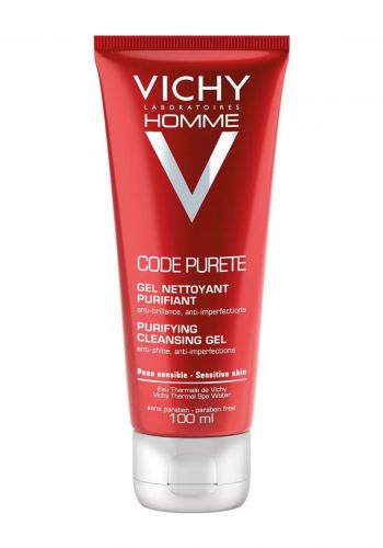 غسول جل منظف للبشرة الدهنية التي تعاني من حب الشباب 100 مل من فيشي Vichy Homme Code Purete Purifying Gel Cleanser 