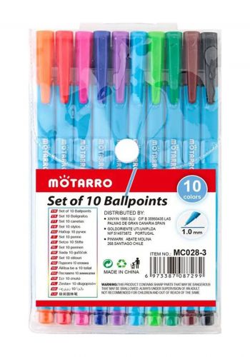 مجموعة أقلام حبر جاف ملونة 15 سم 10 قطع من موتارو Motarro mc028-3 Ballpoint Pen