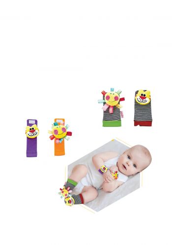 سوار و جواريب للاطفال  من بيبي جيم Babyjem Wrist Rattle & Baby Socks Sun & Cat
