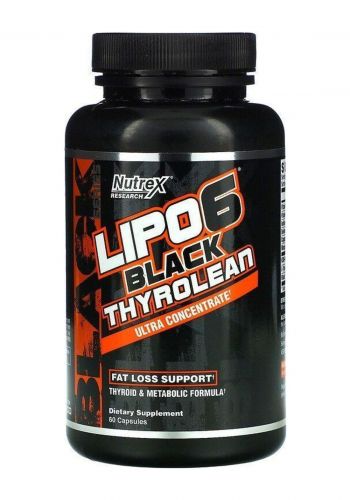 مكمل غذائي حارق للدهون 60 كبسولة من نوتركس ريسيرج Nutrex Research Lipo-6 Black Thyrolean