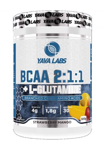Yava Labs BCAA 2:1:1 Mango And Strawberry Food Supplement مكمل غذائي بنكهة المانجو والفراولة 300 غرام من يافا لابس