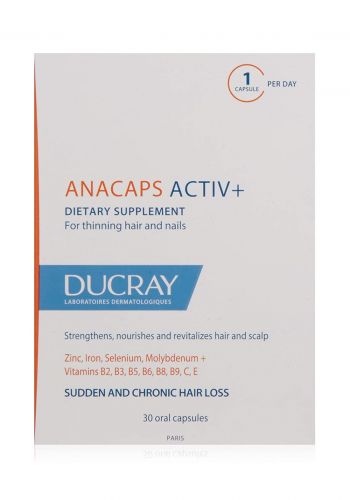 كبسولات لتغذية بصيلات الشعر 30 كبسولة من دوكري +Ducray Anacaps Activ