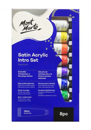 سيت الوان أكريليك 8 قطع × 18 مل من مونت مارت Mont Marte PMSA8181 Satin Acrylic Intro Set Premium 