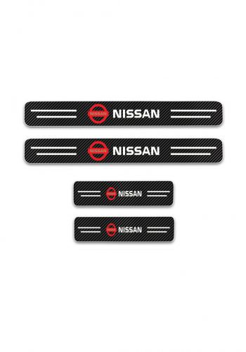 دواسة ترحيب لعتبة باب غطاء السيارة بطبعة نيسان Nissan 4pcs car carbon fiber door sill strip