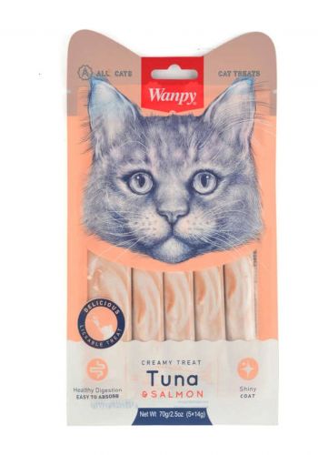 مكافئات للقطط بالتونة والروبيان الكريمي 5 قطع * 14 غم من وانبي Wanpy Treat Creamy Tuna and Salmon 