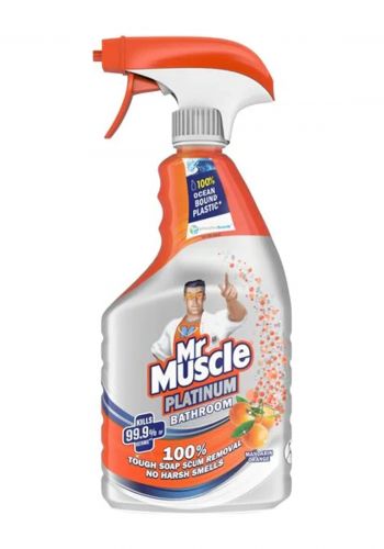 بخاخ منظف للحمامات برائحة البرتقال 750 مل من مستر ماسل Mr Muscle Platinum Antibacterial Bathroom Cleaning Spray 
