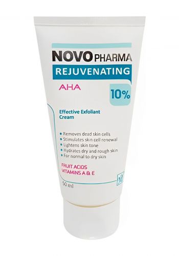 كريم مقشر بنسبة 10% لتجديد الشباب للبشرة العادية و الجافة 50 مل من نوفو Novo Pharma Rejuvenating AHA 10% Intensive Exfoliant Cream