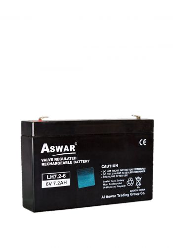 بطارية قابلة لأعادة الشحن 7.2 أمبير من أسوار Aswar AS-6V-7.2AH Valve Regulated Rechargeable Battery