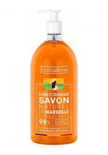 صابون سائل لليدين برائحة زهرة البرتقال  1000 مل من ايفولوديرم  Evoluderm Natural Liquid Marseille Soap  