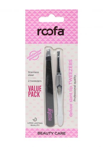 سيت ملقط للحواجب قطعتين بطرف مائل من روفا Roofa Deluxe Slant Tip Tweezer