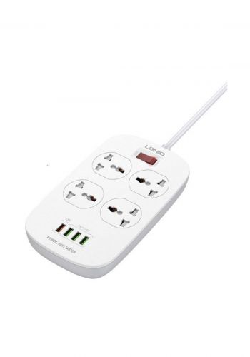 سيار كهربائي Ldnio SC4407 Power Socket 4 USB Charger with Power Extension Cord - White