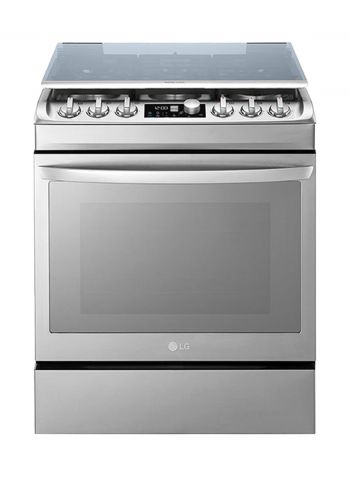 طباخ غاز 6 عيون بفرن غازي وكهربائي فضي اللون من ال جي  LG LF761S COOKER