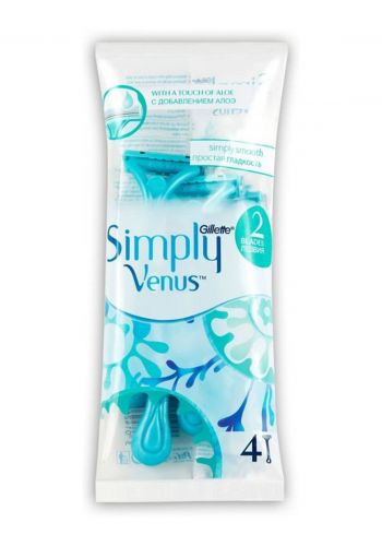 شفرة حلاقة نسائية من فينوس-4 قطع  Gillette Simply Venus 2 Blades Disposable Razors With A Touch of Aloe
