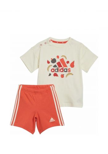 سيت بناتي بيجي وبرتقالي اللون من أديداس Adidas IS2681 T-Shirt & Short Set 