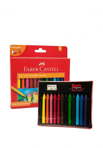 أقلام تلوين مثلثة قابلة للمسح 12 لون من فابر كاستل Faber-Castell( 122912) Colors Grip Triangular Wax Crayons