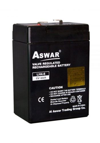 بطارية قابلة لأعادة الشحن 4 أمبير من أسوار Aswar AS-6V/4AH Valve Regulated Rechargeable Battery